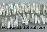 FWP418 15 inches 6*25mm - 8*22mm biwa freshwater pearl beads