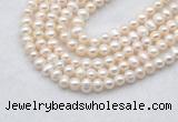 FWP480 14 inches 5mm - 6mm potato white freshwater pearl strands