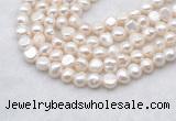 FWP490 14 inches 8mm - 9mm baroque white freshwater pearl strands