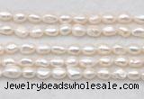 FWP496 14 inches 8mm - 9mm baroque white freshwater pearl strands