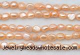 FWP497 14 inches 8mm - 9mm baroque pink freshwater pearl strands