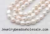 FWP500 14 inches 10mm - 11mm baroque white freshwater pearl strands