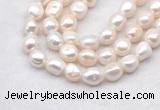 FWP504 14 inches 11mm - 12mm baroque white freshwater pearl strands