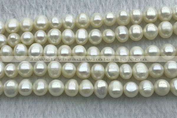 FWP59 15 inches 6mm - 7mm potato white freshwater pearl strands