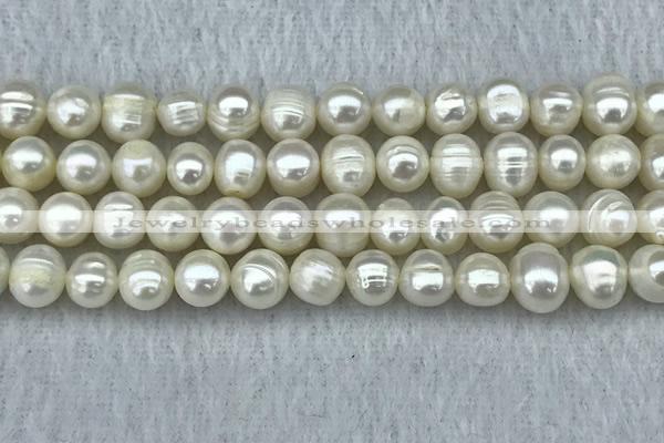FWP66 15 inches 7mm - 8mm potato white freshwater pearl strands