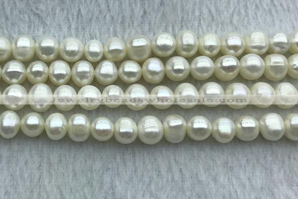 FWP71 15 inches 7mm - 8mm potato white freshwater pearl strands
