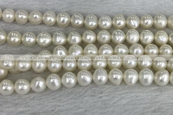 FWP79 15 inches 7mm - 8mm potato white freshwater pearl strands