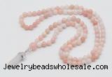 GMN1628 Hand-knotted 6mm natural pink opal 108 beads mala necklace with pendant