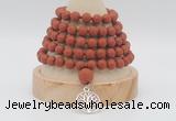 GMN2225 Hand-knotted 8mm, 10mm matte red jasper108 beads mala necklace with charm