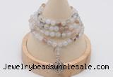GMN2401 Hand-knotted 6mm montana agate 108 beads mala necklace with charm