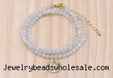 GMN7400 4mm faceted round tiny white jade beaded necklace with constellation charm
