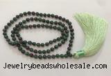GNBS45 Hand-knotted 8mm imitation ruby zoisite 108 beads mala necklace with tassel