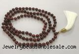 GNBS53 Hand-knotted 8mm red sandalwood 108 beads mala necklace with tassel