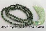 GNBS57 Hand-knotted 10mm ruby zoisite 108 beads mala necklace with tassel