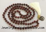 GNBS78 Hand-knotted 10mm red sandalwood 108 beads mala necklace with tassel & charm