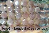 HABS17 15 inches 12mm faceted hexagon rose quartz beads wholesale