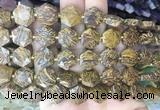 HABS27 15 inches 12mm faceted hexagon elephant skin jasper beads wholesale