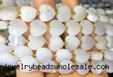HGBS129 15 inches 12mm faceted heart blue chalcedony beads wholesale