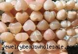 HGBS138 15 inches 15mm heart Moonstone beads wholesale