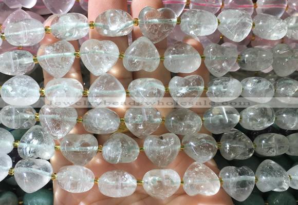 HGBS147 15 inches 15mm heart green quartz gemstone beads wholesale