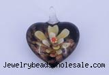 LP02 16*32*40mm heart inner flower lampwork glass pendants