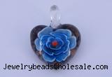 LP04 16*30*38mm heart inner flower lampwork glass pendants