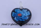 LP05 15*28*40mm heart inner flower lampwork glass pendants