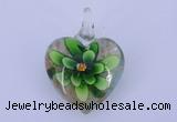LP06 15*30*40mm heart inner flower lampwork glass pendants