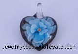 LP09 16*30*40mm heart inner flower lampwork glass pendants