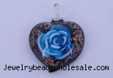 LP14 15*38*48mm heart inner flower lampwork glass pendants
