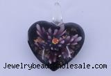 LP17 16*33*42mm heart inner flower lampwork glass pendants