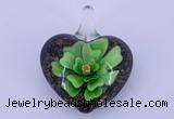 LP19 18*32*39mm heart inner flower lampwork glass pendants