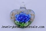 LP20 16*35*40mm heart inner flower lampwork glass pendants