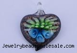 LP22 15*36*44mm heart inner flower lampwork glass pendants