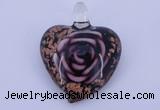 LP23 14*34*45mm heart inner flower lampwork glass pendants