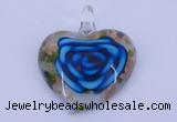 LP27 12*38*43mm heart inner flower lampwork glass pendants
