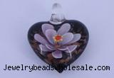 LP28 16*31*35mm heart inner flower lampwork glass pendants