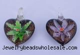 LP29 16*32*42mm heart inner flower lampwork glass pendants