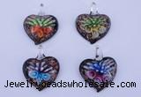 LP31 12*35*44mm heart inner flower lampwork glass pendants