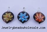 LP33 16*30*45mm heart inner flower lampwork glass pendants
