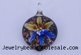 LP37 13*30*43mm heart inner flower lampwork glass pendants