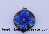 LP38 13*32*46mm heart inner flower lampwork glass pendants