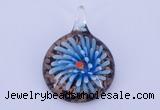 LP50 13*34*47mm flat round inner flower lampwork glass pendants