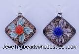 LP55 12*38*48mm diamond inner flower lampwork glass pendants