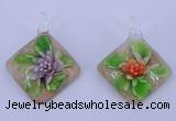 LP56 12*38*48mm diamond inner flower lampwork glass pendants