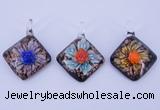LP57 12*36*46mm diamond inner flower lampwork glass pendants