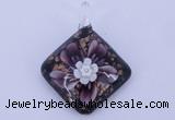 LP58 12*38*48mm diamond inner flower lampwork glass pendants