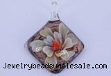 LP67 12*38*48mm diamond inner flower lampwork glass pendants