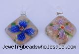 LP68 12*38*48mm diamond inner flower lampwork glass pendants