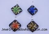 LP69 15*35*40mm diamond inner flower lampwork glass pendants
